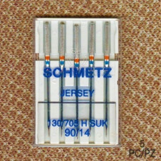 Голки Schmetz Jersey 130/705 H-SUK №90, 5 шт, для трикотажу, для побутових швейних машин, без картонної основи