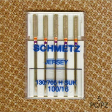 Голки Schmetz Jersey 130/705 H-SUK №100, 5 шт, для трикотажу, для побутових швейних машин, без картонної основи