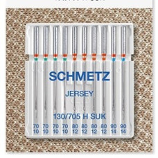Голки Schmetz Jersey 130/705 H-SUK №70x4, 80x4, 90x2, 10 шт, для трикотажу, для побутових швейних машин, без картонної основи