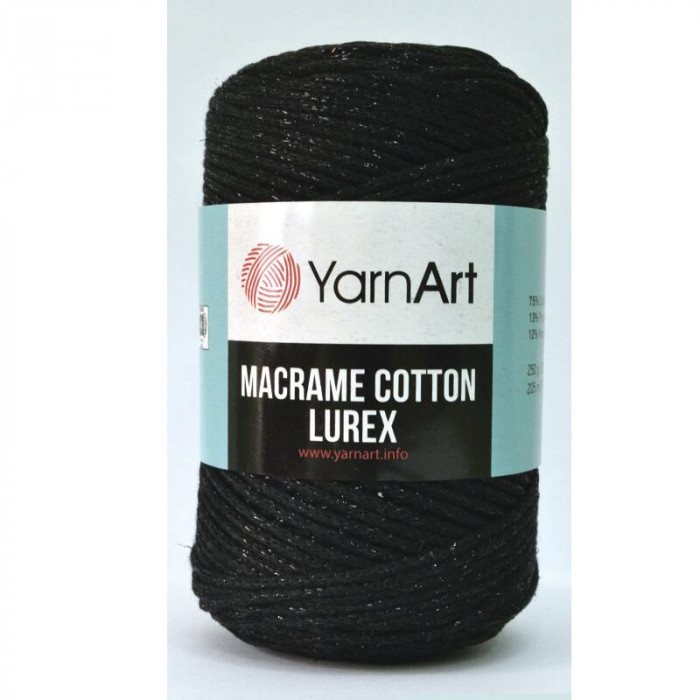722 Пряжа Macrame Cotton Lurex 250 гр - 205 м (Чорний) YarnArt