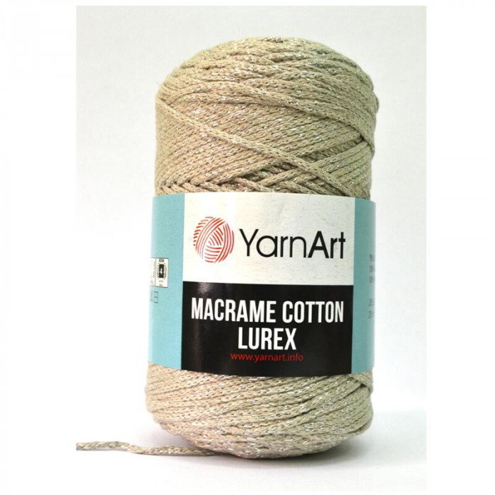 725 Пряжа Macrame Cotton Lurex 250 гр - 205 м (Лляний, люрекс - срібло) YarnArt