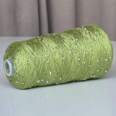 727 Infinity Yarn Пряжа намистини на котонi, фісташка, білі намистини 330гр-1000м