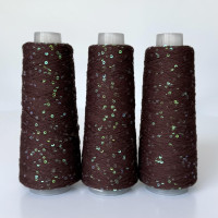 729 Infinity Yarn Пряжа паєтки 3 мм на котонi, Молочний шоколад+прозорий хамелеон  100гр-800м