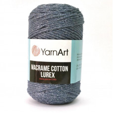 730 Пряжа Macrame Cotton Lurex 250 гр - 205 м (Синьо-сірий, люрекс - срібло) YarnArt