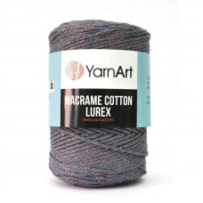 731 Пряжа Macrame Cotton Lurex 250 гр - 205 м (Синьо-сірий, люрекс - мідь) YarnArt