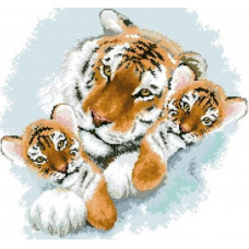 732 Сім'я тигрів. Світ Можливостей. Канва з нанесеним малюнком