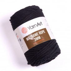 750 Пряжа Macrame Rope 3mm 250гр - 63м (чорний). YarnArt