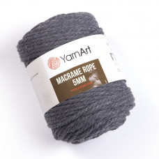 758 Пряжа Macrame Rope 5 mm 500гр - 85м (темно-сірий). Yarnart