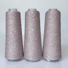 770 Infinity Yarn Пряжа паєтки 3 мм на котонi, Пудра+прозорий хамелеон  100гр-800м
