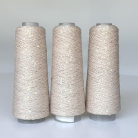 773 Infinity Yarn Пряжа паєтки 3 мм на котонi, Тауп+прозорий хамелеон  100гр-800м
