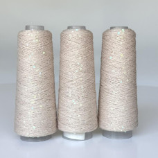 773 Infinity Yarn Пряжа паєтки 3 мм на котонi, Тауп+прозорий хамелеон  100гр-800м