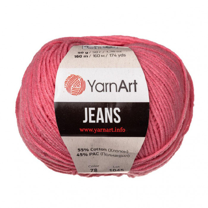78 Пряжа Jeans 50гр - 160м (рожевий). YarnArt