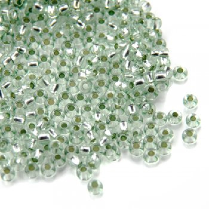 78162 10/0 чеський бісер Preciosa, 50 г, зелений, кристальний сольгель з блискучим срібним отвором