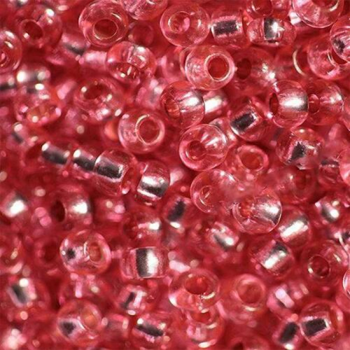 78191 10/0 чеський бісер Preciosa, 50 г, червоно-рожевий, кристальний сольгель з блискучим срібним отвором