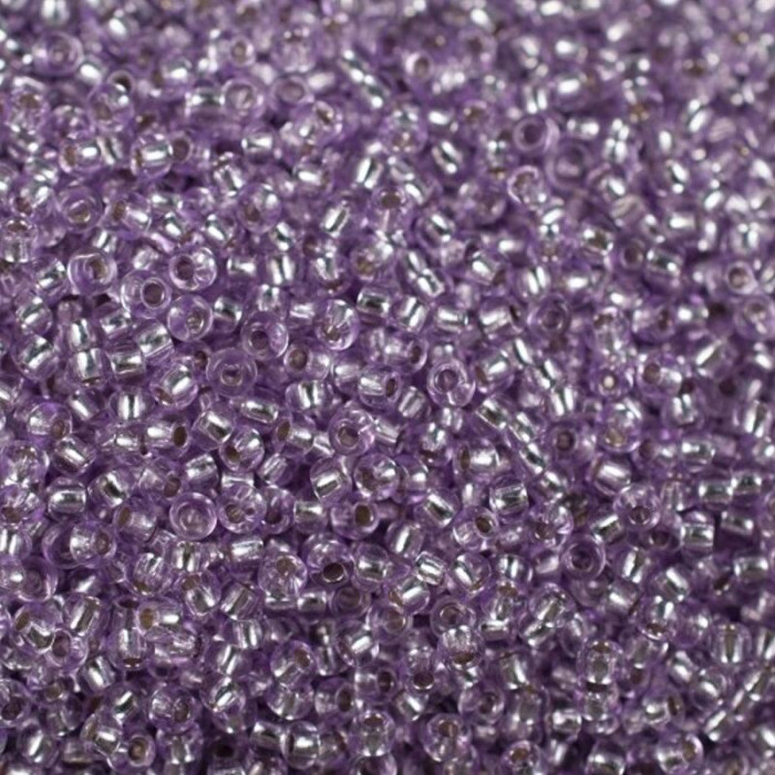 78223 10/0 чеський бісер Preciosa, 5 г, фіолетовий, кристальний сольгель з блискучим срібним отвором