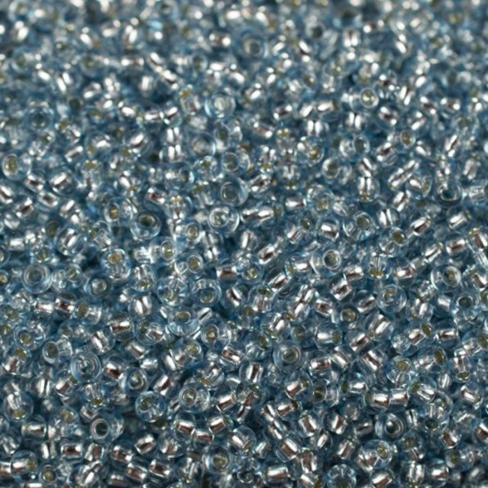 78232 10/0 чеський бісер Preciosa, 50 г, блакитний, кристальний сольгель з блискучим срібним отвором