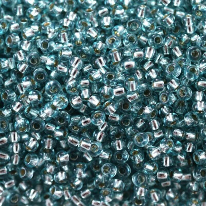 78233 10/0 чеський бісер Preciosa, 5 г, зелено-блакитний, кристальний сольгель з блискучим срібним отвором