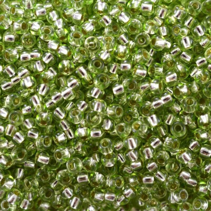 78254 10/0 чеський бісер Preciosa, 5 г, зелений, кристальний сольгель з блискучим срібним отвором