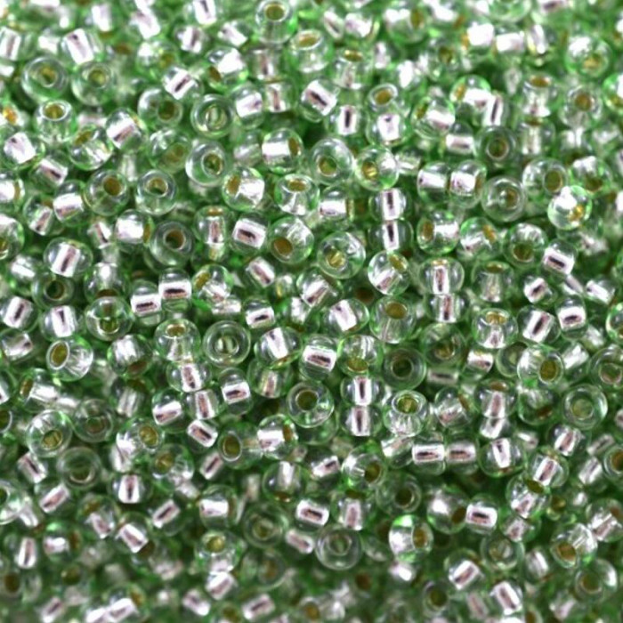 78261 10/0 чеський бісер Preciosa, 5 г, зелений, кристальний сольгель з блискучим срібним отвором