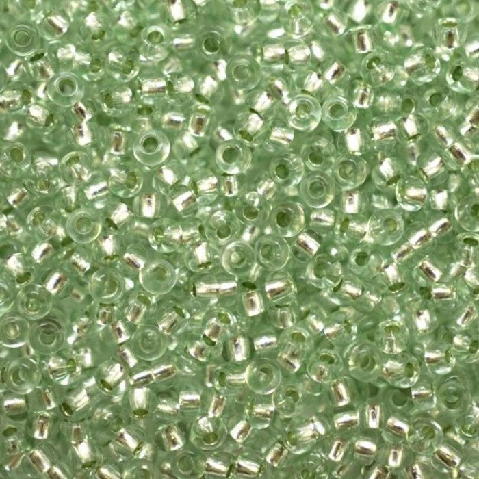 78262 10/0 чеський бісер Preciosa, 5 г, зелений, кристальний сольгель з блискучим срібним отвором