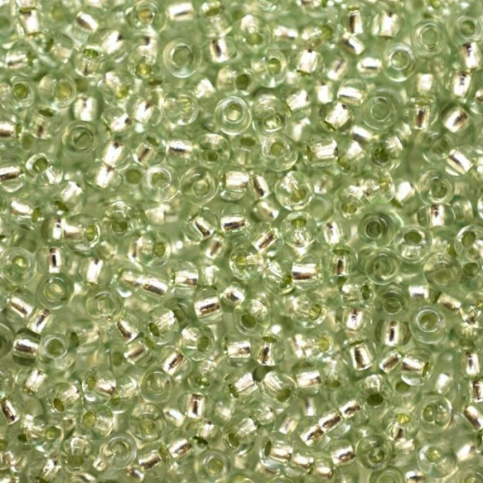 78263 10/0 чеський бісер Preciosa, 50 г, зелений, кристальний сольгель з блискучим срібним отвором