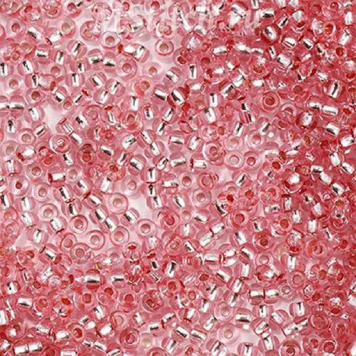 78291 10/0 чеський бісер Preciosa, 50 г, червоно-рожевий, кристальний сольгель з блискучим срібним отвором