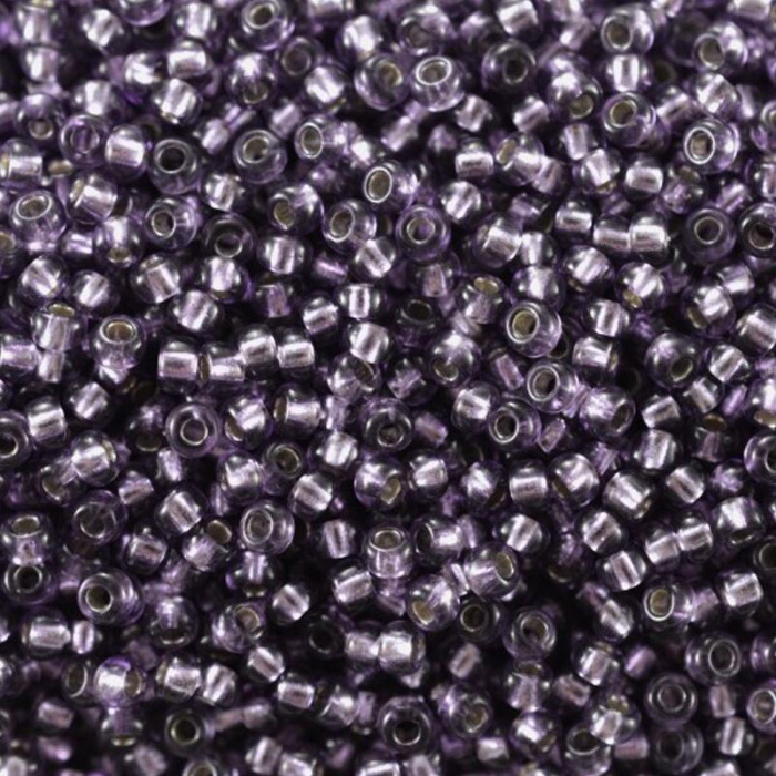 78621 10/0 чеський бісер Preciosa, 5 г, сіро-фіолетовий, кристальний сольгель з блискучим срібним отвором