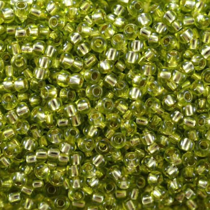78653 10/0 чеський бісер Preciosa, 5 г, зелений, кристальний сольгель з блискучим срібним отвором