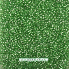 78661 10/0 чеський бісер Preciosa, 5 г, зелений, кристальний сольгель з блискучим срібним отвором