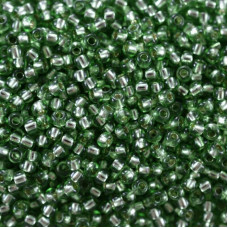 78662 10/0 чеський бісер Preciosa, 5 г, зелений, кристальний сольгель з блискучим срібним отвором