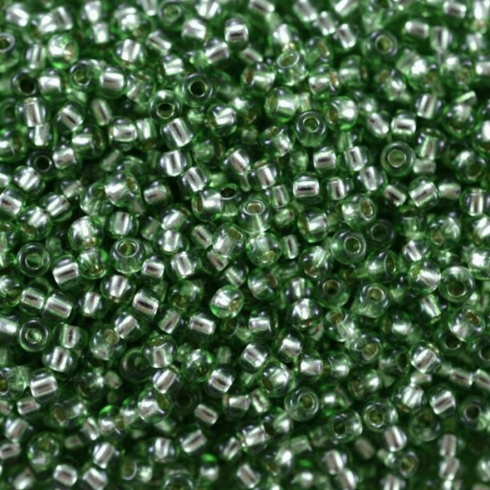 78662 10/0 чеський бісер Preciosa, 5 г, зелений, кристальний сольгель з блискучим срібним отвором