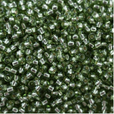 78663 10/0 чеський бісер Preciosa, 5 г, зелений, кристальний сольгель з блискучим срібним отвором
