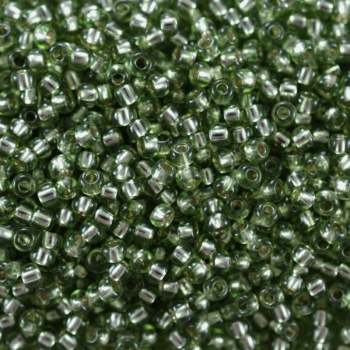78663 10/0 чеський бісер Preciosa, 5 г, зелений, кристальний сольгель з блискучим срібним отвором