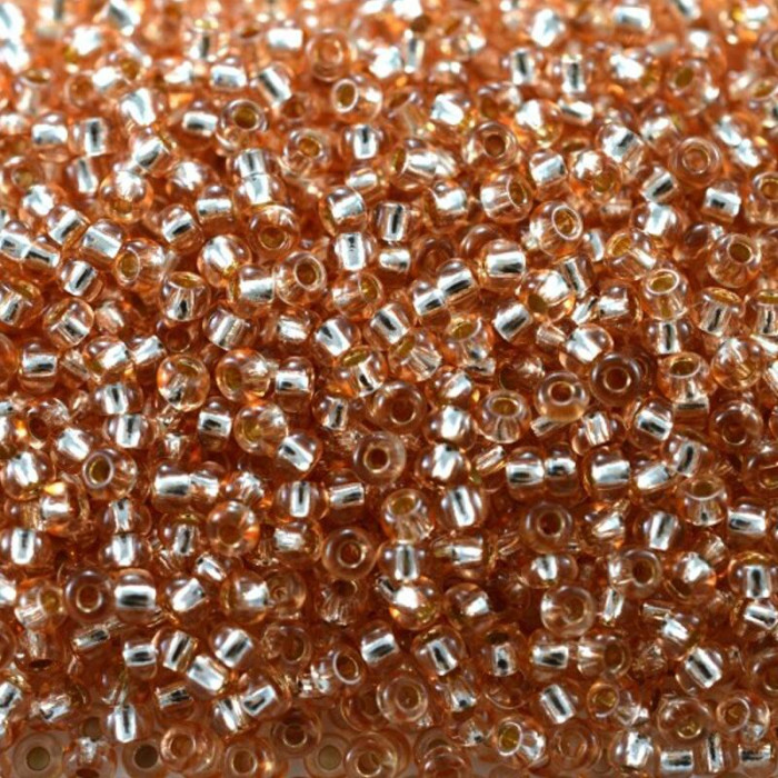 78685 10/0 чеський бісер Preciosa, 5 г, помаранчевий, кристальний сольгель з блискучим срібним отвором
