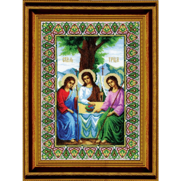 344 Ікона Пресвятої Трійці. 26x37.5 см. Чарівна Мить. Набір для вишивки хрестиком на Aida 16