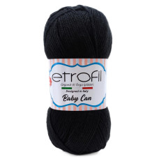 80092 Пряжа Etrofil Baby Can, 100г - 250м, чорний, 100% акрил антипілінг