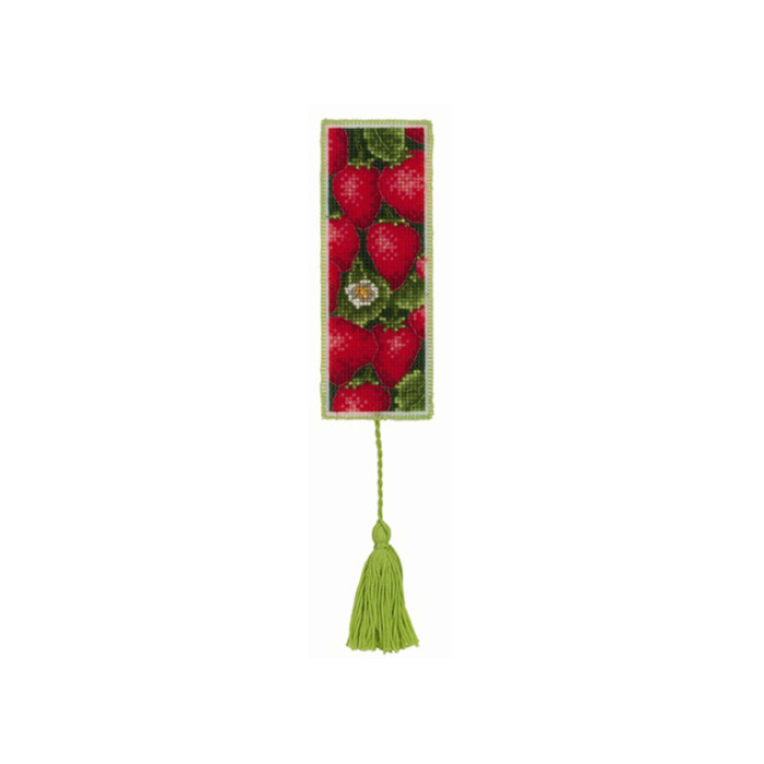 801-00121 Anchor Набір для вишивки рахунковим хрестиком - Закладка Полуниця (Strawberries Bookmark 14,5x5,5 см, Aida 14