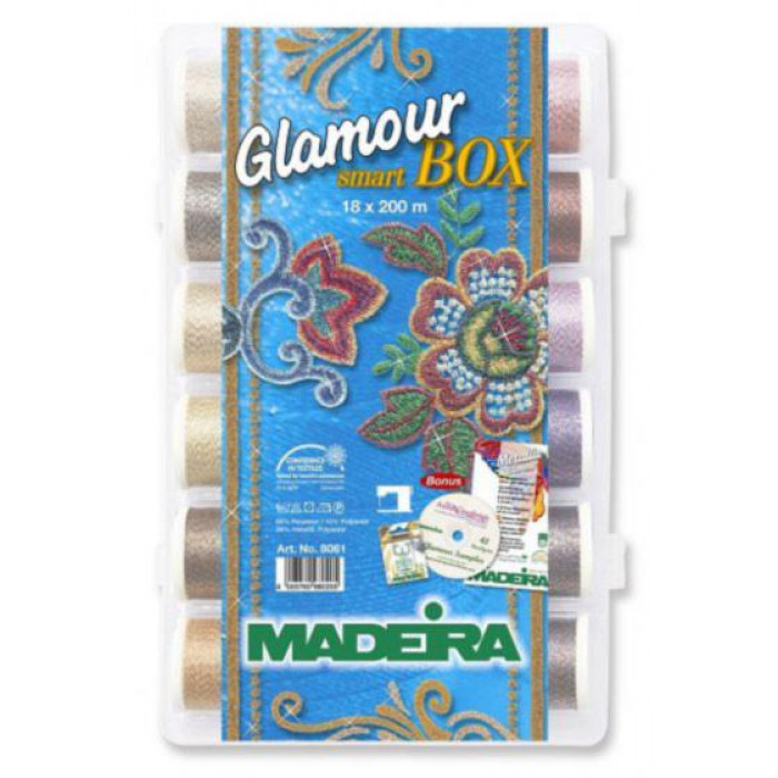 8061 Коробка ниток Glamur №12 металік (18 х 200 м). Madeira