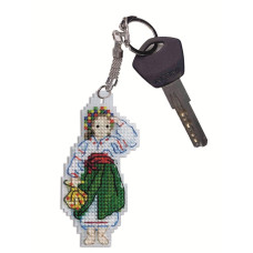 8132 Alisena Набір для вишивки нитками на пластику - Брелок Україночка 4х8 см
