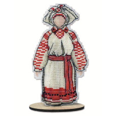 8135 Alisena Набір для вишивки рахунковим хрестиком по пластику - Іграшка Лялька Мотанка, 7,5х13,5 см