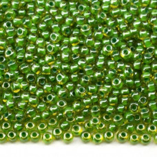 81358  10/0 чеський бісер Preciosa, 5 г, зелений, прозорий глянцевий, кольоровий отвір
