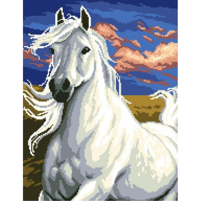 8137 Білий кінь. Світ Можливостей. Канва з нанесеним малюнком