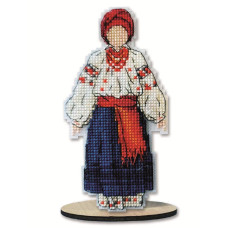 8139 Alisena Набір для вишивки рахунковим хрестиком по пластику - Іграшка Лялька-Мотанка, 7х13 см