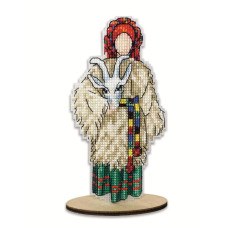 8144 Alisena Набір для вишивки рахунковим хрестиком по пластику - Іграшка Лялька-Мотанка Коза, 7,5х13 см
