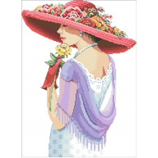 8247 Дівчина в квітковому капелюсі. Світ можливостей. Канва з нанесеним малюнком