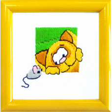 ГЛ-002 Кіт і мишка. Чарівна Мить. Набір для вишивання нитками (гладдю)(Знятий з виробництва)