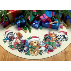 8385 Classic Design Набір для вишивки рахунковим хрестиком - Пошита спідничка під ялинку Пухнасте різдво 65x26 см, Aida 14 ct