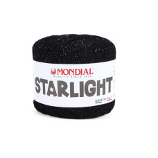 845 Пряжа Mondial Starlight, 25г - 90м, чорний, 80% віскоза, 20% поліестер