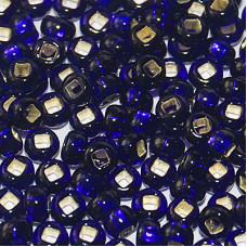 37110 10/0 чеський бісер Preciosa, 5 г, чорнильно-синій, прозорий з блискучим срібним отвором