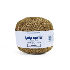 8587 Пряжа Lana Gatto New Glitter, 25г - 300м, вінтажне золото, 100% поліестер